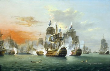 thomas kinkade Painting - Thomas Luny The Battle of The Saints Naval Battles